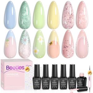 imageBeetles Green Spirit Cat Eye Gel Nail Polish Set  6 Colors Glitter Green Cat Eye Spring Gel Polish Kit Lime Emerald Olive Magnetic Shine Soak Off UV Manicure Gift for WomenSpring scenery by the lake