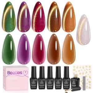 imageBeetles Green Spirit Cat Eye Gel Nail Polish Set  6 Colors Glitter Green Cat Eye Spring Gel Polish Kit Lime Emerald Olive Magnetic Shine Soak Off UV Manicure Gift for Women000Gilded Lull