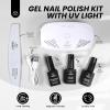 imageBeetles 2 Colors 8ML White Pink Gel Nail Polish Kit with U V Light 6 Pcs Gel Polish Set French Tip DIY Manicure Kit with Base amp Top Coat Nail File for Beginners Soak Off Gifts for Women0  1 ColorBlack
