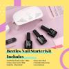 imageBeetles 2 Colors 8ML White Pink Gel Nail Polish Kit with U V Light 6 Pcs Gel Polish Set French Tip DIY Manicure Kit with Base amp Top Coat Nail File for Beginners Soak Off Gifts for Women01 ColorNude Set