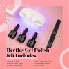 imageBeetles 2 Colors 8ML White Pink Gel Nail Polish Kit with U V Light 6 Pcs Gel Polish Set French Tip DIY Manicure Kit with Base amp Top Coat Nail File for Beginners Soak Off Gifts for Women0ColorRed