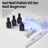 imageBeetles 2 Colors 8ML White Pink Gel Nail Polish Kit with U V Light 6 Pcs Gel Polish Set French Tip DIY Manicure Kit with Base amp Top Coat Nail File for Beginners Soak Off Gifts for Women2 ColorWhite and Black