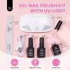 imageBeetles 2 Colors 8ML White Pink Gel Nail Polish Kit with U V Light 6 Pcs Gel Polish Set French Tip DIY Manicure Kit with Base amp Top Coat Nail File for Beginners Soak Off Gifts for Women02 1 ColorNude Pink