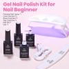 imageBeetles 2 Colors 8ML White Pink Gel Nail Polish Kit with U V Light 6 Pcs Gel Polish Set French Tip DIY Manicure Kit with Base amp Top Coat Nail File for Beginners Soak Off Gifts for Women2 ColorWhite and Pink