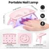 imageBeetles 22 Pcs HEMAFree Gel Nail Kit with U V Light  6 Color Pink Nude Red Pearl White Gel Polish Set Ethereal Glow GiftReady Package DIY Salon Portable Manicure Kit Mothers Day Gifts for WomenHemaFreeWhite and Black