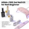 imageBeetles 22 Pcs HEMAFree Gel Nail Kit with U V Light  6 Color Pink Nude Red Pearl White Gel Polish Set Ethereal Glow GiftReady Package DIY Salon Portable Manicure Kit Mothers Day Gifts for WomenHemaFreeBlack