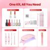 imageBeetles 22 Pcs HEMAFree Gel Nail Kit with U V Light  6 Color Pink Nude Red Pearl White Gel Polish Set Ethereal Glow GiftReady Package DIY Salon Portable Manicure Kit Mothers Day Gifts for WomenTimeless Charm