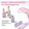 imageBeetles 22 Pcs HEMAFree Gel Nail Kit with U V Light  6 Color Pink Nude Red Pearl White Gel Polish Set Ethereal Glow GiftReady Package DIY Salon Portable Manicure Kit Mothers Day Gifts for WomenHemaFreeLight Pink