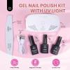 imageBeetles 22 Pcs HEMAFree Gel Nail Kit with U V Light  6 Color Pink Nude Red Pearl White Gel Polish Set Ethereal Glow GiftReady Package DIY Salon Portable Manicure Kit Mothers Day Gifts for WomenWhite