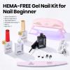 imageBeetles 22 Pcs HEMAFree Gel Nail Kit with U V Light  6 Color Pink Nude Red Pearl White Gel Polish Set Ethereal Glow GiftReady Package DIY Salon Portable Manicure Kit Mothers Day Gifts for WomenHemaFreeWhite and Black