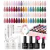 imageBeetles Deal Box Gel Nail Polish Kit with U V Light  32 Colors Studio Essentials Gel Polish 68 Pcs Nail Kit with TPO amp HEMA Free Base Coat Cat Eye Top Coat Home Salon DIY Nails Tools Gifts for Women01Crystal Ice Collection