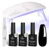 imageBeetles 2 Colors 8ML White Pink Gel Nail Polish Kit with U V Light 6 Pcs Gel Polish Set French Tip DIY Manicure Kit with Base amp Top Coat Nail File for Beginners Soak Off Gifts for Women0  1 ColorBlack