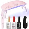 imageBeetles 22 Pcs HEMAFree Gel Nail Kit with U V Light  6 Color Pink Nude Red Pearl White Gel Polish Set Ethereal Glow GiftReady Package DIY Salon Portable Manicure Kit Mothers Day Gifts for WomenHemaFreeBlack