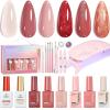 imageBeetles 22 Pcs HEMAFree Gel Nail Kit with U V Light  6 Color Pink Nude Red Pearl White Gel Polish Set Ethereal Glow GiftReady Package DIY Salon Portable Manicure Kit Mothers Day Gifts for WomenEthereal Glow