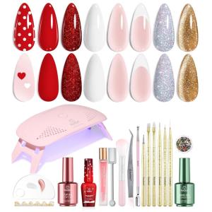 imageBeetles 2 Colors 8ML White Pink Gel Nail Polish Kit with U V Light 6 Pcs Gel Polish Set French Tip DIY Manicure Kit with Base amp Top Coat Nail File for Beginners Soak Off Gifts for Women1  Merry Glitz