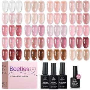imageBeetles Deal Box Gel Nail Polish Kit with U V Light  20 Colors Gel Polish 40 Pcs Mix amp Muse Nail Kit with TPO amp HEMA Free Base and Top Coat DIY Nails Supplies Home Salon Manicure Set Gifts for Women000Soft Tint