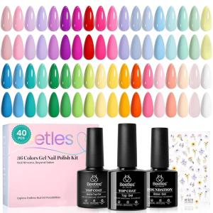imageBeetles Deal Box Gel Nail Polish Kit with U V Light  20 Colors Gel Polish 40 Pcs Mix amp Muse Nail Kit with TPO amp HEMA Free Base and Top Coat DIY Nails Supplies Home Salon Manicure Set Gifts for Women0036 Colors Petal Symphony