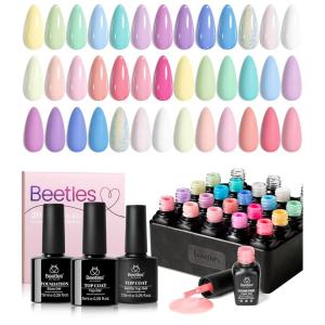 imageBeetles Deal Box Gel Nail Polish Kit with U V Light  20 Colors Gel Polish 40 Pcs Mix amp Muse Nail Kit with TPO amp HEMA Free Base and Top Coat DIY Nails Supplies Home Salon Manicure Set Gifts for Women20 Colors Dreamy Town