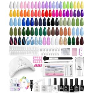 imageBeetles Deal Box Gel Nail Polish Kit with U V Light  32 Colors Studio Essentials Gel Polish 68 Pcs Nail Kit with TPO amp HEMA Free Base Coat Cat Eye Top Coat Home Salon DIY Nails Tools Gifts for WomenTravel Diary Nail Kit for Beginners