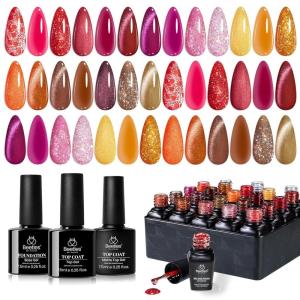 imageBeetles Deal Box Gel Nail Polish Kit with U V Light  32 Colors Studio Essentials Gel Polish 68 Pcs Nail Kit with TPO amp HEMA Free Base Coat Cat Eye Top Coat Home Salon DIY Nails Tools Gifts for Women1Opulent Glow