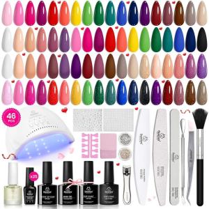 imageBeetles Deal Box Gel Nail Polish Kit with U V Light  32 Colors Studio Essentials Gel Polish 68 Pcs Nail Kit with TPO amp HEMA Free Base Coat Cat Eye Top Coat Home Salon DIY Nails Tools Gifts for Women1Chic Outfits Gel Nail Kit