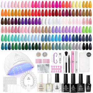 imageBeetles Deal Box Gel Nail Polish Kit with U V Light  32 Colors Studio Essentials Gel Polish 68 Pcs Nail Kit with TPO amp HEMA Free Base Coat Cat Eye Top Coat Home Salon DIY Nails Tools Gifts for WomenEmotional Spectrum Nail Kit for Beginners