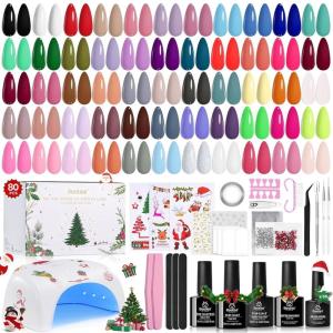 imageBeetles Deal Box Gel Nail Polish Kit with U V Light  32 Colors Studio Essentials Gel Polish 68 Pcs Nail Kit with TPO amp HEMA Free Base Coat Cat Eye Top Coat Home Salon DIY Nails Tools Gifts for WomenChristmas Gel Nail Kit