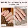 imageBeetles Press On Nails Kit  Chromatic Reverie  720Pcs 24 Colors Short Almond Press On Nails  15 Sizes French Glossy Glitter With Nail Glue amp Nail Tabs Stickers Fake Nails Kit Art For WomenES SquareCaramel Drift360PCS