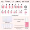 imageBeetles Press On Nails Kit  Chromatic Reverie  720Pcs 24 Colors Short Almond Press On Nails  15 Sizes French Glossy Glitter With Nail Glue amp Nail Tabs Stickers Fake Nails Kit Art For WomenBS AlmondRainbow Gleam720PCS