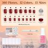 imageBeetles Press On Nails Kit  Chromatic Reverie  720Pcs 24 Colors Short Almond Press On Nails  15 Sizes French Glossy Glitter With Nail Glue amp Nail Tabs Stickers Fake Nails Kit Art For WomenJS SquareFestival Glow360PCS