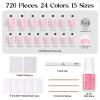 imageBeetles Press On Nails Kit  Chromatic Reverie  720Pcs 24 Colors Short Almond Press On Nails  15 Sizes French Glossy Glitter With Nail Glue amp Nail Tabs Stickers Fake Nails Kit Art For WomenIS SquareFunfetti720PCS