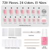 imageBeetles Press On Nails Kit  Chromatic Reverie  720Pcs 24 Colors Short Almond Press On Nails  15 Sizes French Glossy Glitter With Nail Glue amp Nail Tabs Stickers Fake Nails Kit Art For WomenDS SquareCreamy Drizzle720PCS