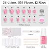 imageBeetles Press On Nails Kit  Chromatic Reverie  720Pcs 24 Colors Short Almond Press On Nails  15 Sizes French Glossy Glitter With Nail Glue amp Nail Tabs Stickers Fake Nails Kit Art For WomenHS SquavalChroma Pop576PCS