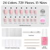 imageBeetles Press On Nails Kit  Chromatic Reverie  720Pcs 24 Colors Short Almond Press On Nails  15 Sizes French Glossy Glitter With Nail Glue amp Nail Tabs Stickers Fake Nails Kit Art For WomenGS SquavalPrism Pop720PCS