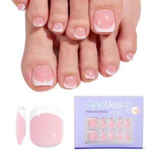 imageBeetles Press On Nails Kit  Chromatic Reverie  720Pcs 24 Colors Short Almond Press On Nails  15 Sizes French Glossy Glitter With Nail Glue amp Nail Tabs Stickers Fake Nails Kit Art For WomenLS SquovalPink French Tip ToeNail