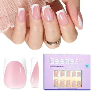imageBeetles Press On Nails Kit  Chromatic Reverie  720Pcs 24 Colors Short Almond Press On Nails  15 Sizes French Glossy Glitter With Nail Glue amp Nail Tabs Stickers Fake Nails Kit Art For WomenKS SquovalPink French Tip