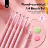 imageBeetles Nail Art Stickers 30 Sheets 3D Flower Nail Stickers Heart Nails Design Supplies DIY Decals for Decoration Nails Art for Women Girls6 Pcs Nail Art Brushes Set