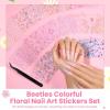 imageBeetles Nail Art Stickers 30 Sheets 3D Flower Nail Stickers Heart Nails Design Supplies DIY Decals for Decoration Nails Art for Women GirlsFlower Stickers