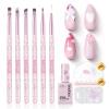 Pink Color Gel & Floral Nail Brushes