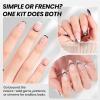 imageBeetles French Tip Gel Polish  Peach Mousse 15ML Full Size with French Tip Stamp Hema Free White Light Pink Gel Nail Polish Soak Off UV LED Lamp French Nail Kit Art for Summer NailsSimple Black white