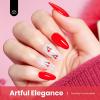 imageBeetles French Tip Gel Polish  Peach Mousse 15ML Full Size with French Tip Stamp Hema Free White Light Pink Gel Nail Polish Soak Off UV LED Lamp French Nail Kit Art for Summer NailsC  Creme Red  Daring Grace