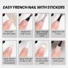 imageBeetles French Tip Gel Polish  Peach Mousse 15ML Full Size with French Tip Stamp Hema Free White Light Pink Gel Nail Polish Soak Off UV LED Lamp French Nail Kit Art for Summer NailsSimple Black white