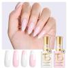 imageBeetles French Tip Gel Polish  Peach Mousse 15ML Full Size with French Tip Stamp Hema Free White Light Pink Gel Nail Polish Soak Off UV LED Lamp French Nail Kit Art for Summer Nails0Blush Moonlight