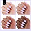 imageBeetles French Tip Gel Polish  Peach Mousse 15ML Full Size with French Tip Stamp Hema Free White Light Pink Gel Nail Polish Soak Off UV LED Lamp French Nail Kit Art for Summer NailsJ  Creme Purple  Lavender Haze