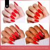 imageBeetles French Tip Gel Polish  Peach Mousse 15ML Full Size with French Tip Stamp Hema Free White Light Pink Gel Nail Polish Soak Off UV LED Lamp French Nail Kit Art for Summer NailsC  Creme Red  Daring Grace
