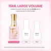 imageBeetles French Tip Gel Polish  Peach Mousse 15ML Full Size with French Tip Stamp Hema Free White Light Pink Gel Nail Polish Soak Off UV LED Lamp French Nail Kit Art for Summer Nails0Blush Moonlight