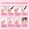 imageBeetles French Tip Gel Polish  Peach Mousse 15ML Full Size with French Tip Stamp Hema Free White Light Pink Gel Nail Polish Soak Off UV LED Lamp French Nail Kit Art for Summer Nails0Blush Moonlight