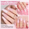 imageBeetles French Tip Gel Polish  Peach Mousse 15ML Full Size with French Tip Stamp Hema Free White Light Pink Gel Nail Polish Soak Off UV LED Lamp French Nail Kit Art for Summer Nails0Blush Moonlight