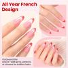 imageBeetles French Tip Gel Polish  Peach Mousse 15ML Full Size with French Tip Stamp Hema Free White Light Pink Gel Nail Polish Soak Off UV LED Lamp French Nail Kit Art for Summer NailsDusky Rose