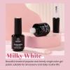 imageBeetles Milky White Gel Nail Polish  15ml Jelly Nude Gel Polish Base Color Nail Concealer Sheer Translucent Effect Soak Off UV LED French Nail Art Salon DIY Summer Manicure Gift for WomenMilky White 2 Pcs